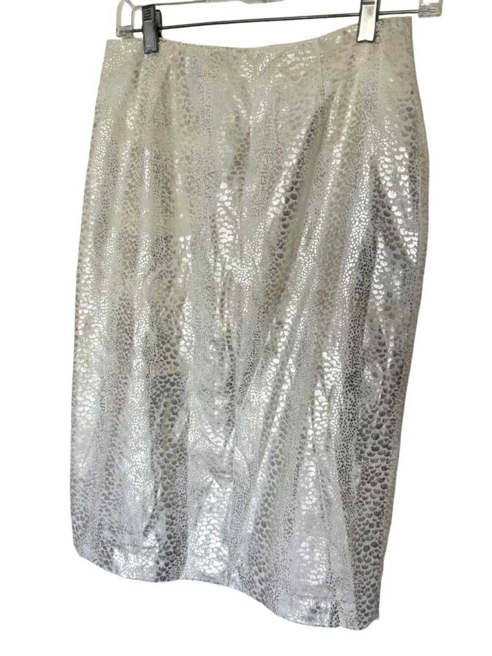 Vintage Jordan 6 Small Metallic Silver Knee Length Pencil Skirt Retro Classic